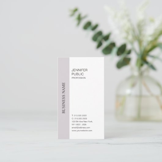 エレガントデザインパープルホワイトトレンディープレーン 名刺 (スタンド正面)