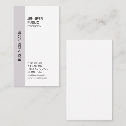 エレガントデザインパープルホワイトトレンディープレーン 名刺 (正面/裏面)