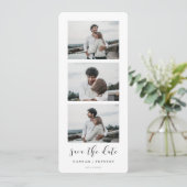 エレガントデザインフォトストリップ日付を保存 案内状 (スタンド正面)