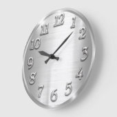 エレガントデザインメタリックアラビア数字シルバーグレー ラージ壁時計 (傾斜)