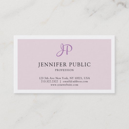 エレガントデザインモノグラムお洒落プレーントレンディーモダン 名刺 (正面)