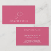 エレガントデザインモノグラムのトレンディー赤面ピンクプレーン 名刺 (正面/裏面)