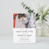 エレガントデザイン婚約パーティへの招待 ポストカード (スタンド正面)