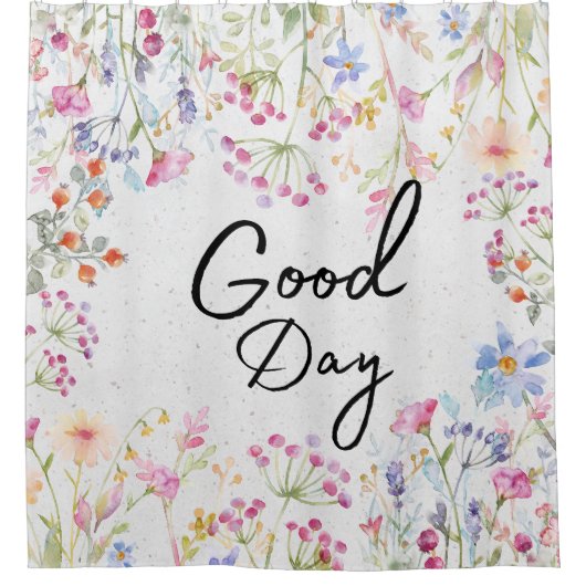 エレガントデザイン植物台本文字フローラ シャワーカーテン (正面)