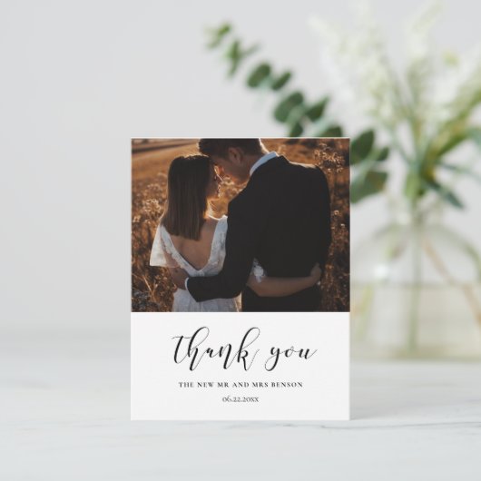 エレガントデザイン結婚の写真 サンキューカード (スタンド正面)