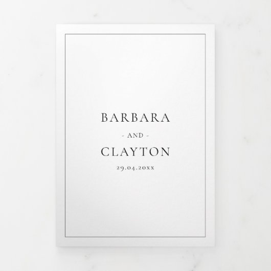 エレガントデザイン結婚写真 三つ折り招待状 (カバー)