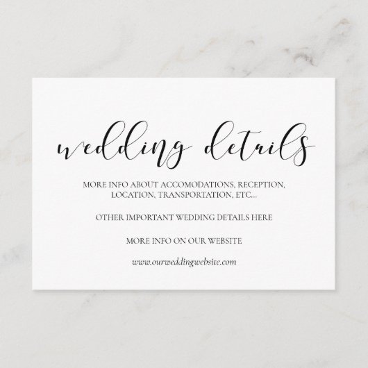 エレガントデザイン結婚詳細カード エンクロージャーカード (正面)