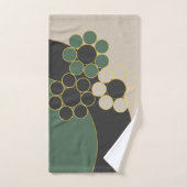 エレガントデザイン、フローラ、シンプル円、金ゴールド線 バスタオルセット (ハンドタオル)