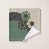 エレガントデザイン、フローラ、シンプル円、金ゴールド線 バスタオルセット (ウォッシュタオル)