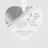 エレガントデザイン- 25th Silver 結婚's Anniversary オーナメント (裏面)