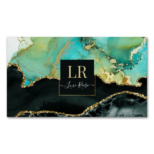 エレガントデュアルカラーと金ゴールド抽象芸術液体芸術      マグネット名刺 (正面)