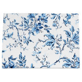 エレガントデルフトブルーとホワイトフローラ ラージペーパーバッグ (正面)