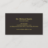 エレガントデンタルケアモダン金ゴールド円歯科医 名刺 (裏面)