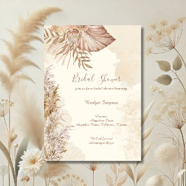 エレガントトゥーペボホニュートラルミニマルブライダルシャワー 招待状