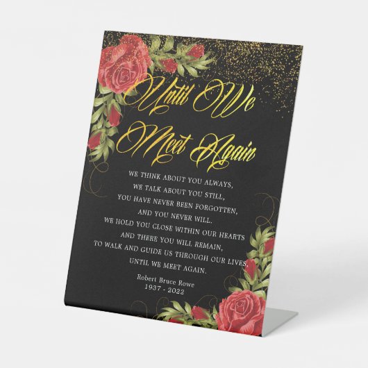 エレガントトルコ赤薔薇の葬儀詩 台座サイン (正面)