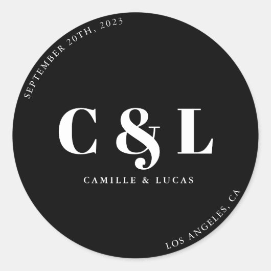 エレガントトレンディーの結婚クラシック丸ステッカー ラウンドシール (正面)