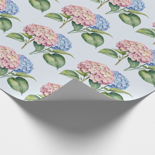 エレガントトレンディーウォーター色あじさいフローラ ラッピングペーパー (角)