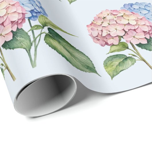 エレガントトレンディーウォーター色あじさいフローラ ラッピングペーパー (ロールコーナー)