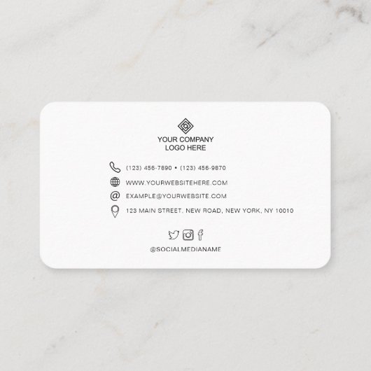 エレガントトレンディーカスタムロゴ写真 名刺 (裏面)