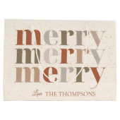 エレガントトレンディーカラフルメリー文字メリークリスマス ラージペーパーバッグ (裏面)