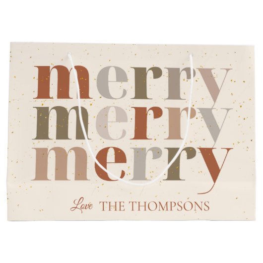 エレガントトレンディーカラフルメリー文字メリークリスマス ラージペーパーバッグ (裏面)