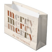 エレガントトレンディーカラフルメリー文字メリークリスマス ラージペーパーバッグ (正面アングル)