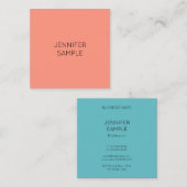 エレガントトレンディーカラーパーソナライズされたテンプレート スクエア名刺 (正面/裏面)