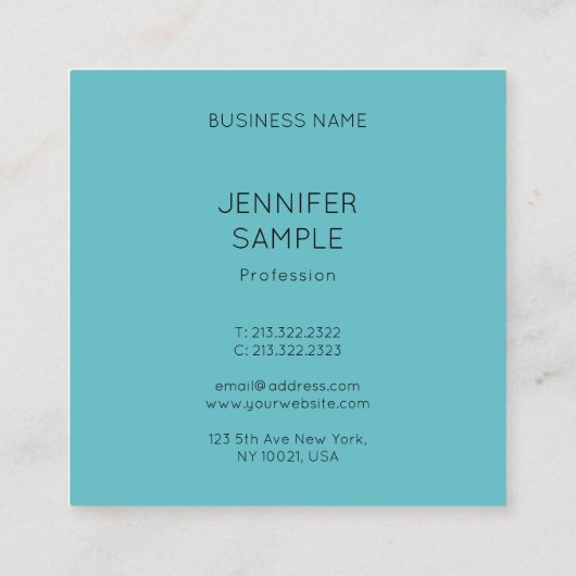 エレガントトレンディーカラーパーソナライズされたテンプレート スクエア名刺 (裏面)