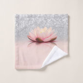 エレガントトレンディーガーリー、ロータスシルバーグリッター《写真》ぼけ味 バスタオルセット (ウォッシュタオル)