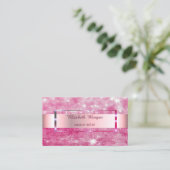 エレガントトレンディーグリッターストライプ枠 名刺 (スタンド正面)