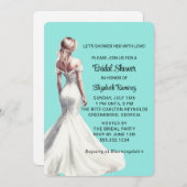 エレガントトレンディーシックターコイズブライダルシャワー 招待状 (正面/裏面)