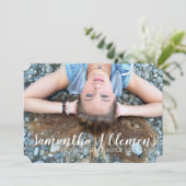 エレガントトレンディースクリプト写真の卒業 招待状 (スタンド正面)