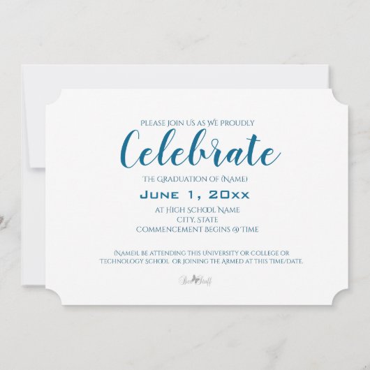 エレガントトレンディースクリプト写真の卒業 招待状 (裏面)