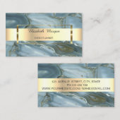 エレガントトレンディーストライプ金ゴールドフレーム、大理石 名刺 (正面/裏面)