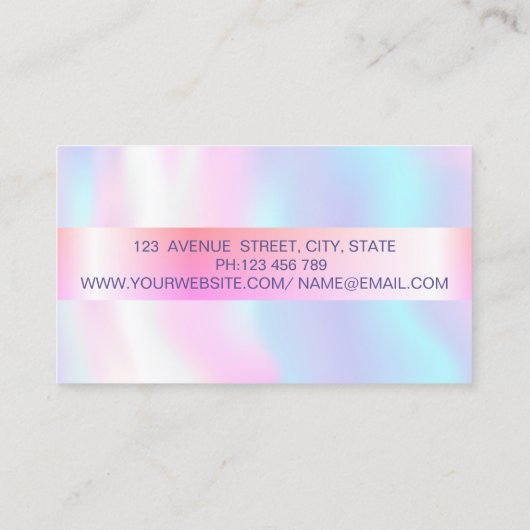 エレガントトレンディーストライプ金ゴールド枠ホログラフィック 名刺 (裏面)