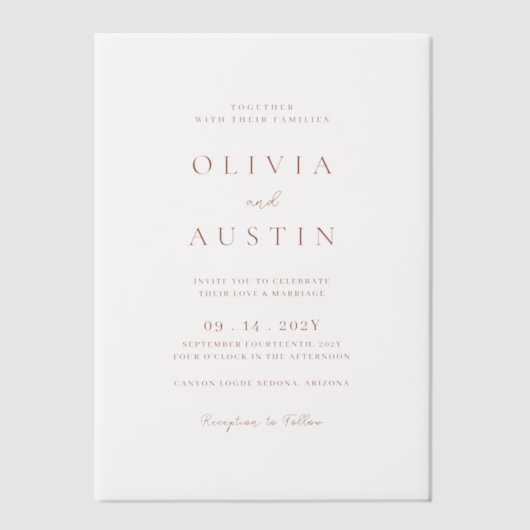 エレガントトレンディーテラ結婚コッタ ベラム紙招待状 (正面)