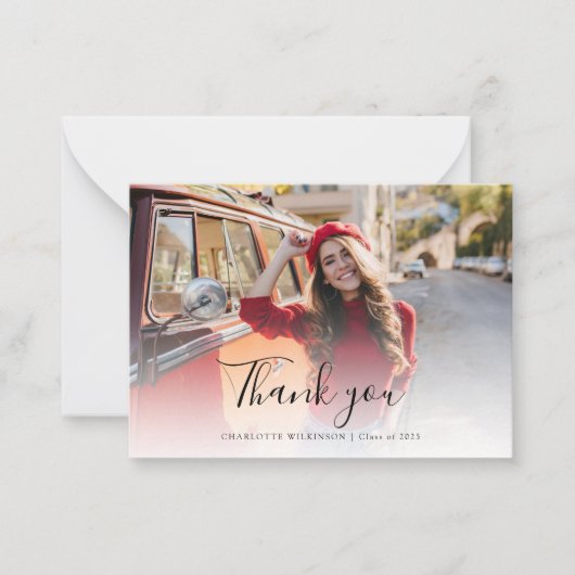 エレガントトレンディーフォトスクリプト卒業2025 ノートカード (正面)