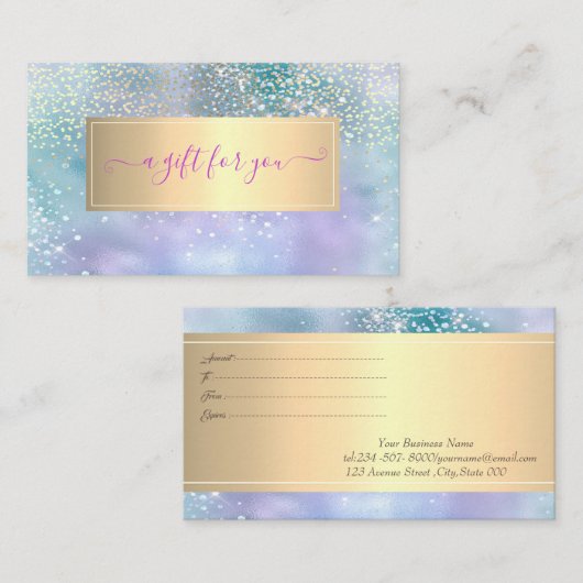 エレガントトレンディーフレームダイヤモンドホログラフィック 割引カード (正面/裏面)