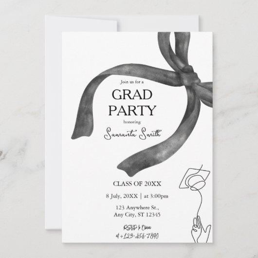 エレガントトレンディーブスタイリッシュラウド卒業 招待状 (正面)