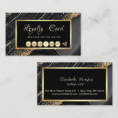 エレガントトレンディーブラック大理石金ゴールドシーケンスフレーム ロイヤリティカード (正面/裏面)