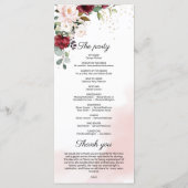 エレガントトレンディーブルゴーニュ深い赤金ゴールドピンク結婚ズ プログラム (裏面)