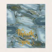 エレガントトレンディーブルーマーブルサンキューカード 名刺 (外部フラット)