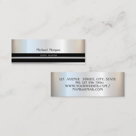 エレガントトレンディープロフェッショナル,銀ストライプの, スキニー名刺 (正面/裏面)