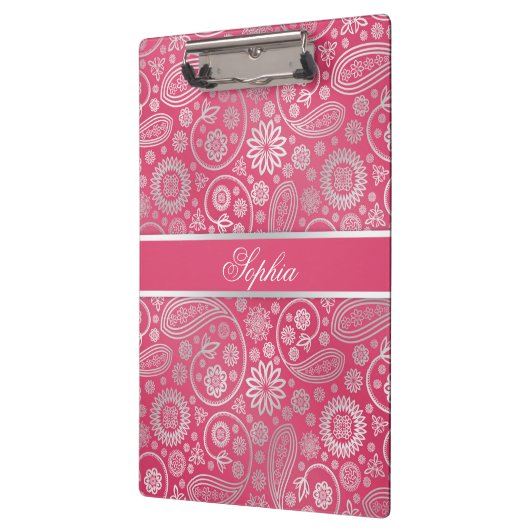 エレガントトレンディーペイズリー花柄イラストレーション クリップボード (左)