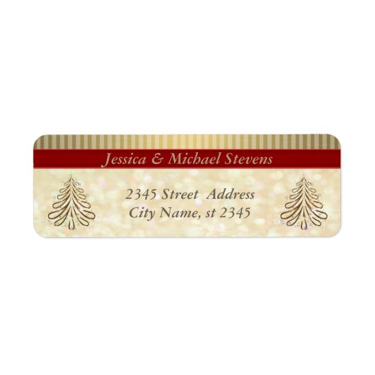 エレガントトレンディーホリデーのクリスマスツリーの輝き ラベル (正面)