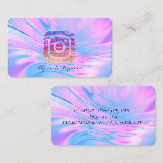 エレガントトレンディーホログラフィックインスタグラムソーシャルメディア 名刺 (正面/裏面)