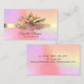 エレガントトレンディーホログラフィック、金ゴールド、ロータス 名刺 (正面/裏面)