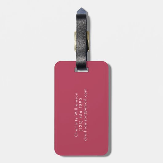 エレガントトレンディーマゼンタスクリプト名パーソナライズされた ラゲッジタグ (裏面縦)