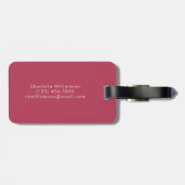 エレガントトレンディーマゼンタスクリプト名パーソナライズされた ラゲッジタグ (裏面横)