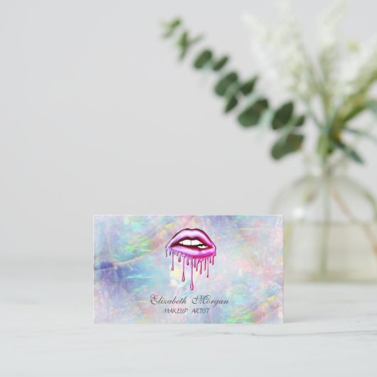 エレガントトレンディーメタリック滴下唇オパール 名刺 (スタンド正面)